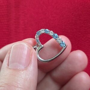 10k Blue Topaz & White Sapphire Heart Pendant